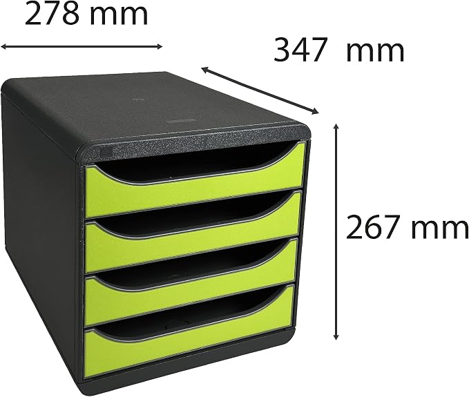 Exacompta Big-Box Iderama, 4 Drawers - Mouse Grey/Lime Green - Image 3