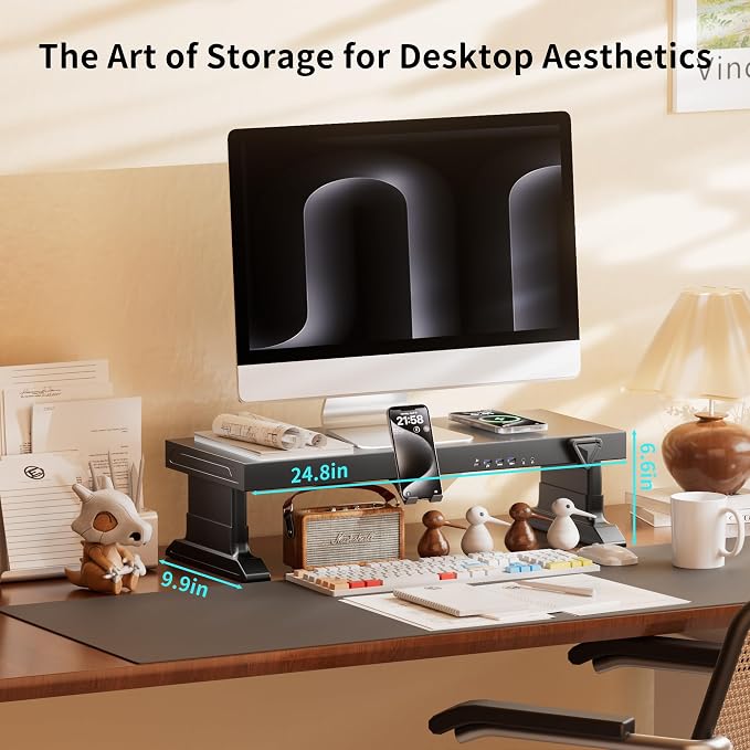 Computer monitor stand (Manually adjustable height, Wireless charging version 600) - Image 4