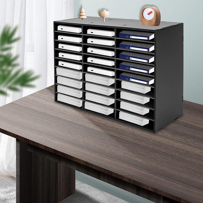Desktop Literature Organizer, Vertical Desktop Sorter Paper Organizer Storage, Adjustable File Sorter Mail Center Magazine Holder, Paper Storage Cabinet Classroom Mailbox - Image 5