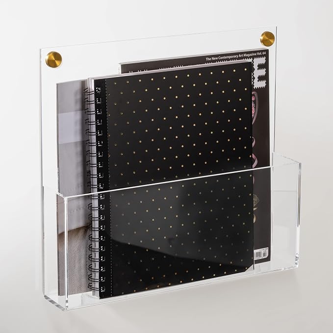 Premium Clear Acrylic Wall File Organizer 2-Pack | Mail Holder Wall Mount | Office Document Sorter with 3 Screw Cap Colors - Image 5