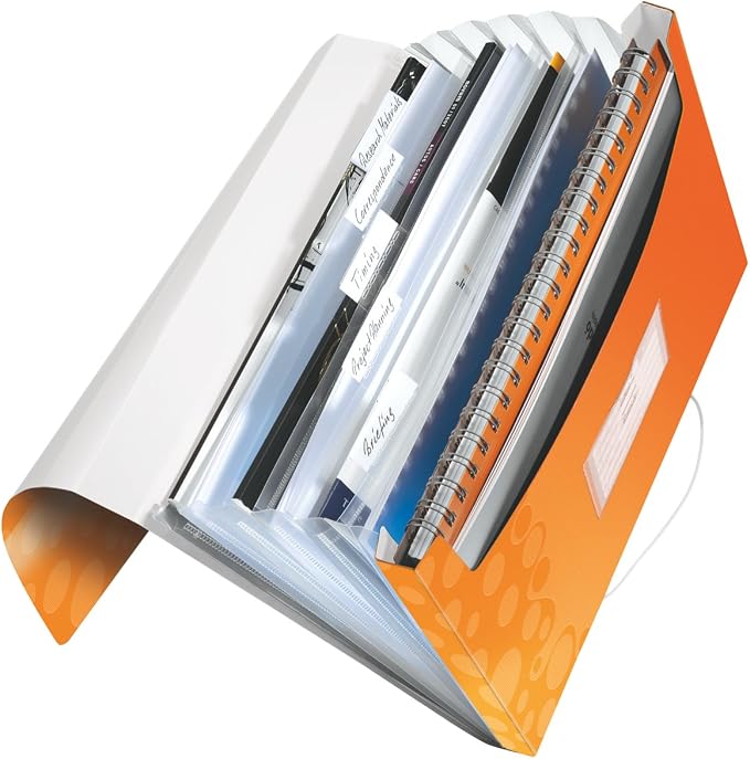 Leitz A4 Expanding Project File, Integrated Index with Expanding Compartments, Elastic Closure, Flexible Plastic, Assorted Colours, Wow Range, Pack of 6 - Image 4