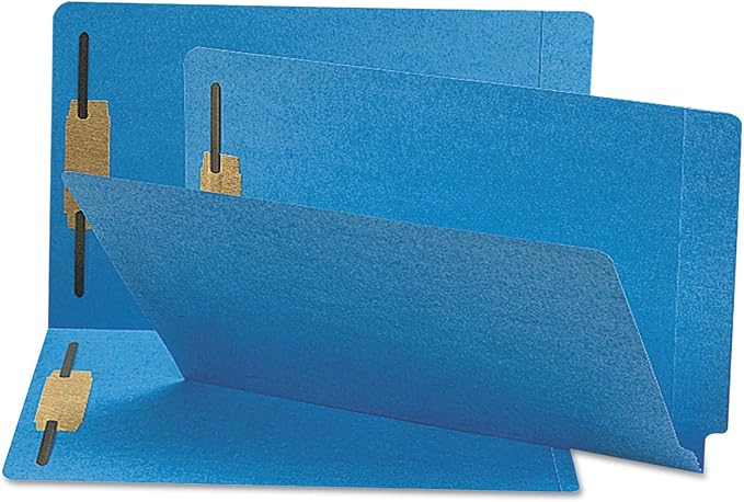 Smead End Tab Fastener File Folder, Shelf-Master® Reinforced Straight-Cut Tab, 2 Fasteners, Legal Size, Blue, 50 per Box (28040) by SMEAD