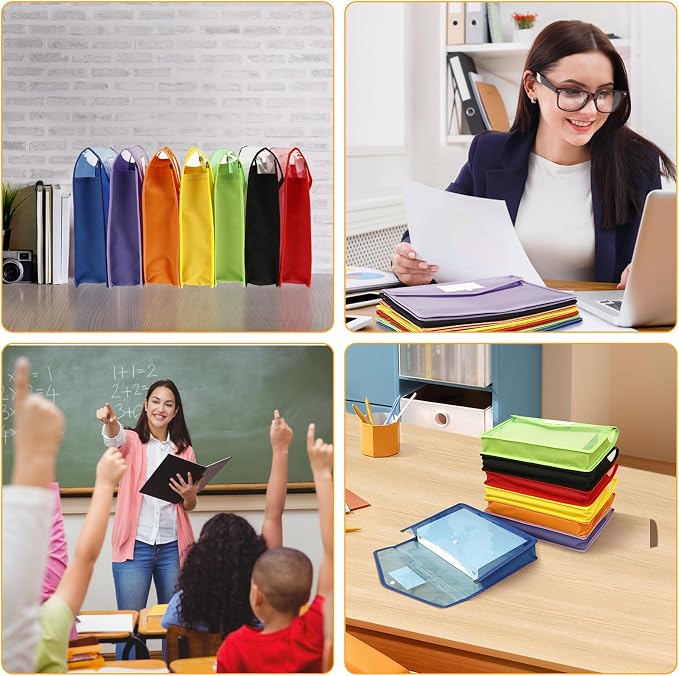 28 Pack Plastic Expanding File Folder with Pocket Label Colorful File Pouch | Clear Expandable Folder Organizer Snap Closure Large Capacity No Divider For A4 Size Letter ,Documents Home School & Office - Image 7