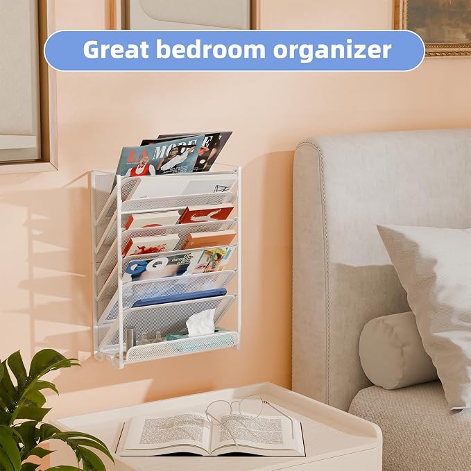 Simple Trending Wall File Organizer, Mesh 7-Tier Vertical Hanging File Holder, Desktop Metal Files Rack for Office and Home, Black - Image 6