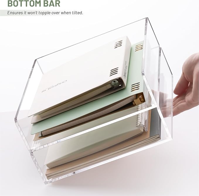 HeZone Paper Organizer Letter Tray, Clear Acrylic Paper Tray, School Teacher Office Supplies Organization, Stackable Desk File Organizer, Classroom Decor and Accessories-2 Pack… - Image 4