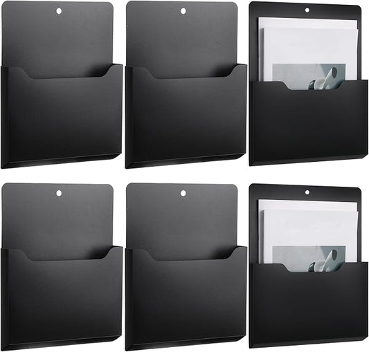 Qunclay 6 Pack Magnetic File Holder Magnetic Paper Holder Fridge Magnet Organizer Letter Size Fridge Pockets Storage Mail Planner Wall File Organizer for Refrigerator Locker Whiteboard (Large) by Qunclay