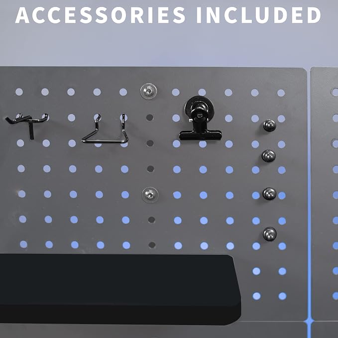 VIVO Black Clamp-on 12 x 20 inch Desk Pegboard, PP-DK12B | Steel Privacy Panel, Magnetic Peg Board, Office Accessory Organizer, Above or Under Desk Placement - Image 6