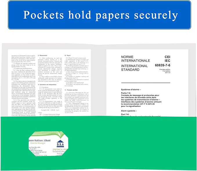 Zzrywuty 50 Packs Paper Green Folders with Pockets for Students,Businessmen and Office Workers,Letter Size,Two Pocket Folders with Card Slot for Office,Business,School Supplies - Image 3