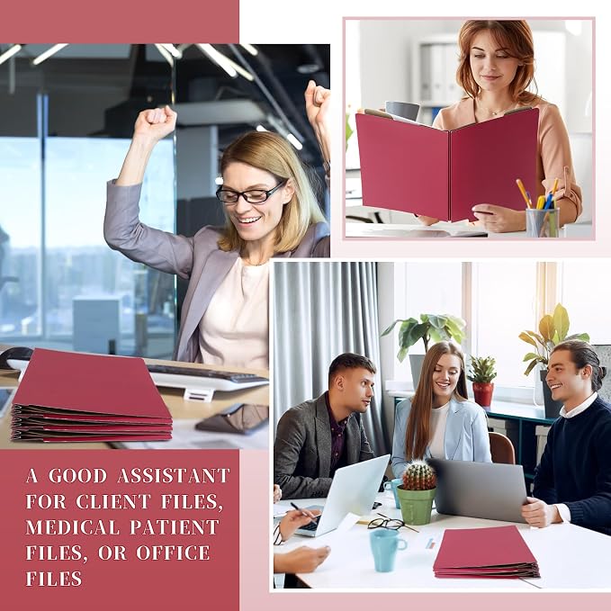 Skyygemm 24 Pack Classification Folders, Letter Size,3 Dividers,Red | Pressboard File Folders, 2 Prong Fasteners, 3" Expanding, Manila, End Tab, for Office School Legal Records Medical - Image 6