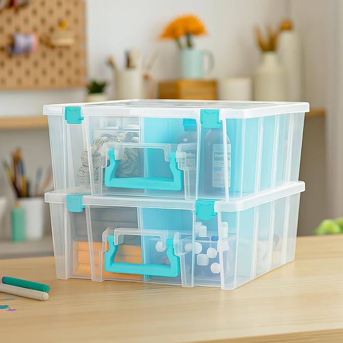 ArtBin Super Satchel Double Deep Compartment Box - Art Storage with 8 Removable Compartments, Smart Closure for Craft Supplies - Image 5