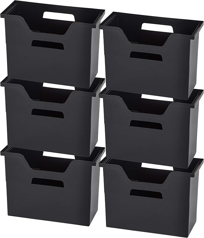 IRIS USA 6-Pack Medium Desktop File Box with Open Lid, Black | Organize paperwork, mail, magazines, and office supplies with portable storage for desks, classrooms, and home workspaces - Image 11