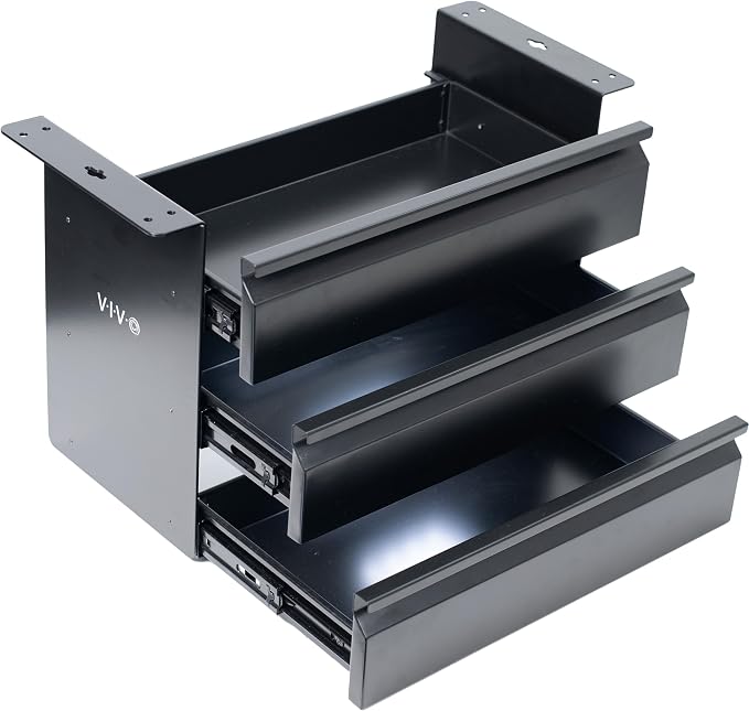 VIVO 16 in Slide Out Dual Tier Storage Drawer, Under Desk 3 Layer Organizer, Black, DESK-DR03 by Unknown