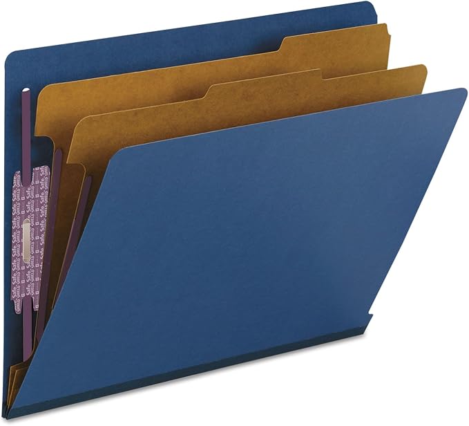 Smead End Tab Classification Folder, Letter, Straight, 2 Dividers, Dark Blue, 10 per Box (26784) - Image 6