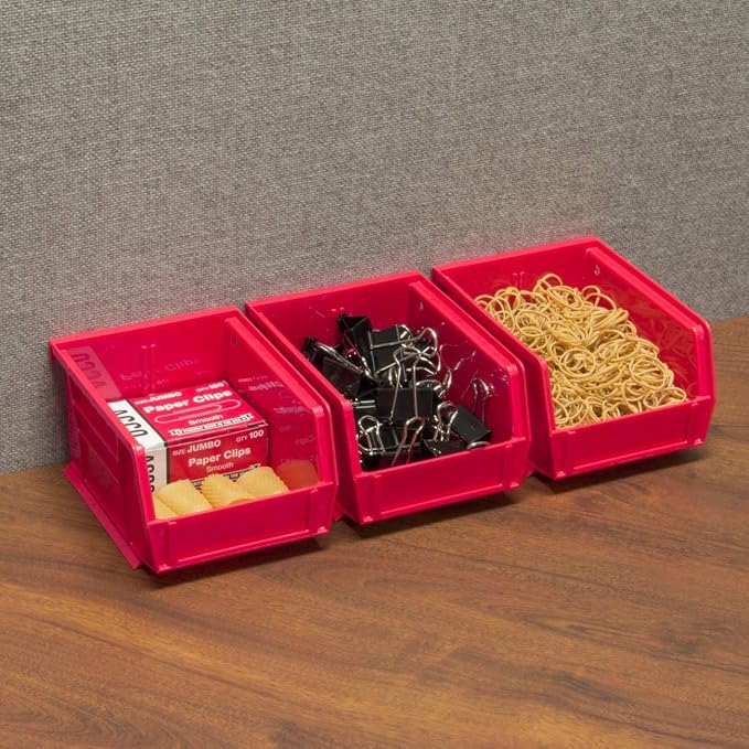 Akro-Mils 30210 AkroBins Plastic Storage Bins, 5"x4"x3", Red, 24-Pack | Space-Saving Stackable Bins for Garage, Pantry, Craft Organization - Image 8