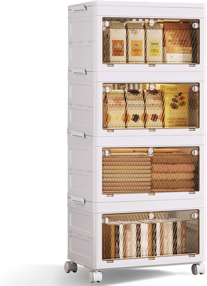 QudraKast 4-Tier Stackable Plastic Storage Bins - 37QT Stackable Storage Bins - Closet Organization and Storage, Suitable for Bedroom, Organization and Storage Boxes for Study, Toy Room, Office by QudraKast