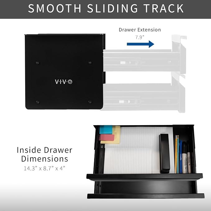 VIVO 16 inch Slide Out Dual Tier Desk Drawer, Under Desk 2 Layer Storage, Black, DESK-DR02 - Image 5