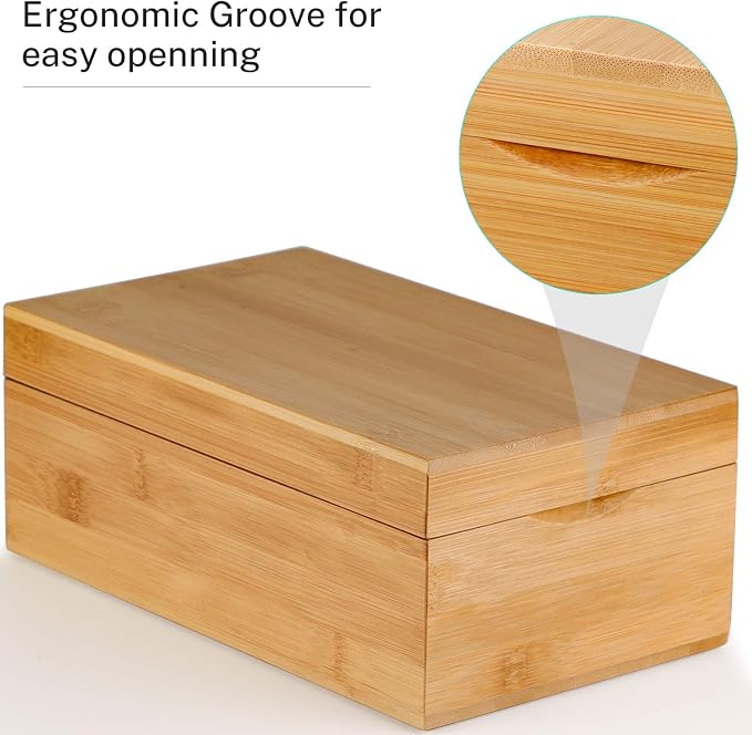 MaxGear Bamboo Business Card Organizer for 3" x 5" Cards | Index Card Holder for Desk, Index Cards Box with A-Z Tabs, Holds 600 Cards, Desktop Organizers for Home, Office - Image 5