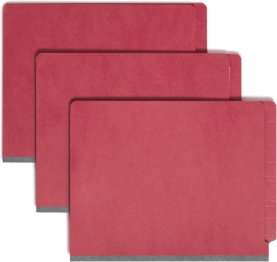 Smead End Tab Classification File Folder, 2 Dividers, 2" Expansion, Letter Size, Red, 10 per Box (26838) - Image 4