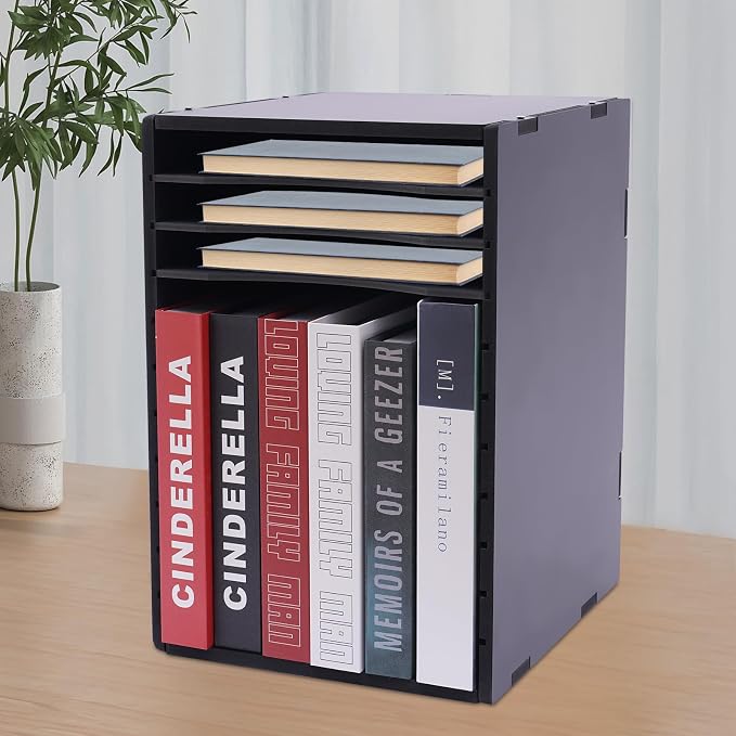 Paper File Organizer for Desk Classroom, Desktop Paper File Sorter 11 Compartment File Storage Organizer for Home Office School (Black) - Image 2