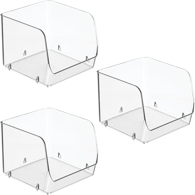 iDesign Stackable Open-Front Storage Bins, Set of 3, Clear | Kitchen and Pantry Organization - Image 9