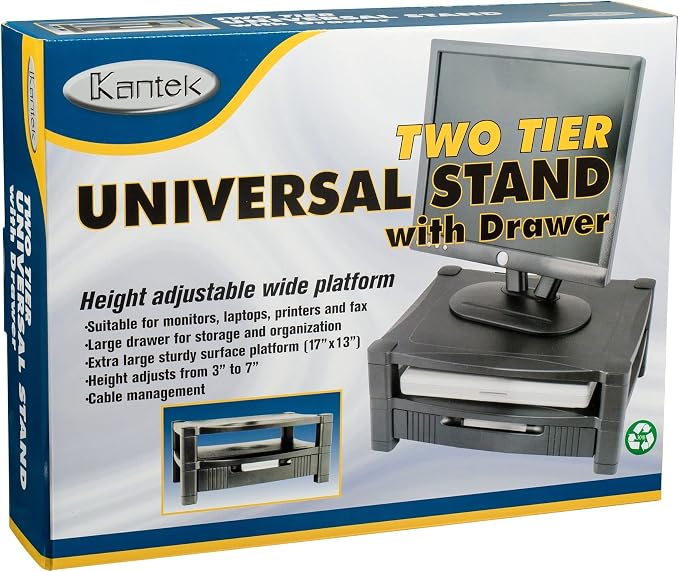 Kantek Two-Level Monitor Stand, 17" X 13.25" X 3.5" To 7", Black, Supports 50 Lbs - Image 11