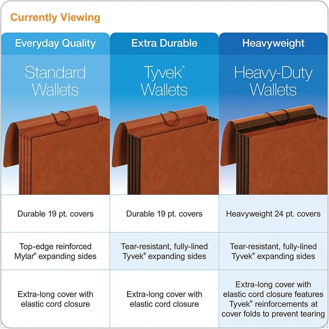 Globe-Weis 100% Recycled File Wallets, 5.25-Inch Expansion, Elastic Cord Closure, Legal Size, Brown, 10-Count (73376R) - Image 7