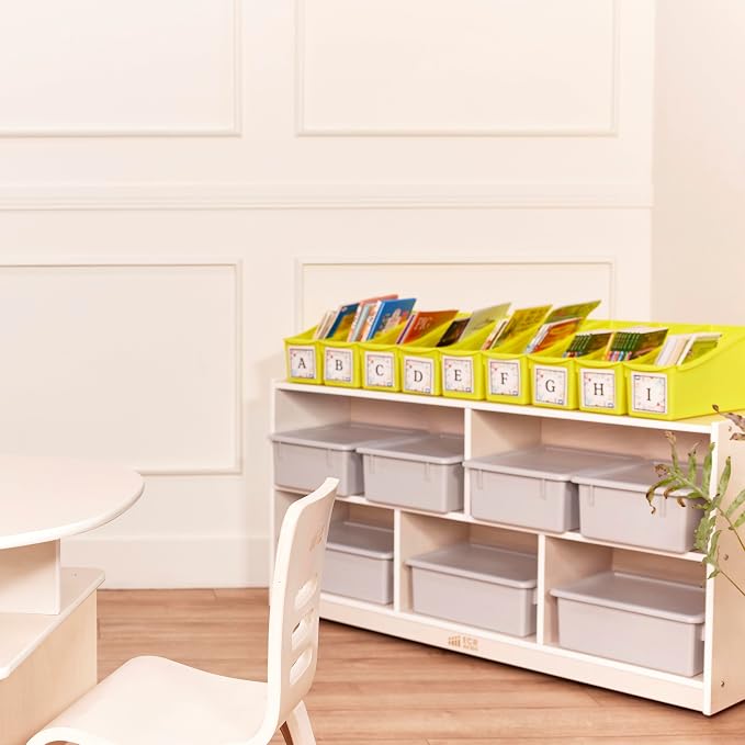 ECR4Kids Linking Plastic Storage Book Bin, Multipurpose Organization, Neon Yellow, 10-Piece - Image 9