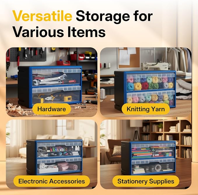 Northsky 2-Drawer Small Parts Cabinet, Stackable, Clear, 14.17 × 7.09 × 9.45 in - Image 7