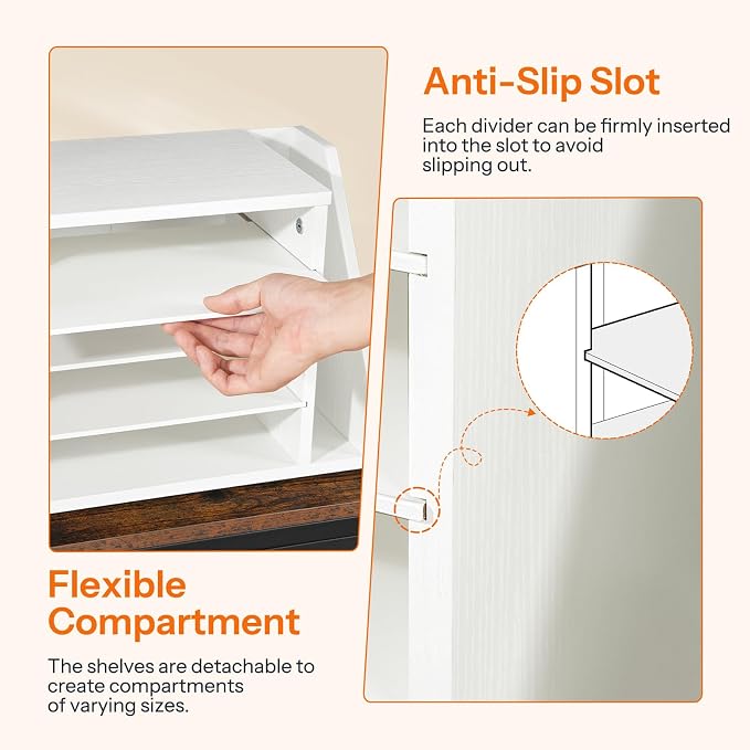HOOBRO Mail Sorter, Literature Organizer with Adjustable Shelves, Paper Organizer for Office, Home, Wood Countertop File Holders, Mails, Magazines, White WT41WF01 - Image 4
