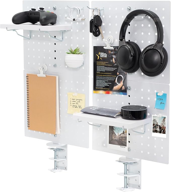 VIVO White Clamp-on 20 x 24 inch Desk Pegboard, PP-DK24W | Steel Privacy Panel, Magnetic Peg Board, Office Accessory Organizer, Above or Under Desk Placement by Unknown