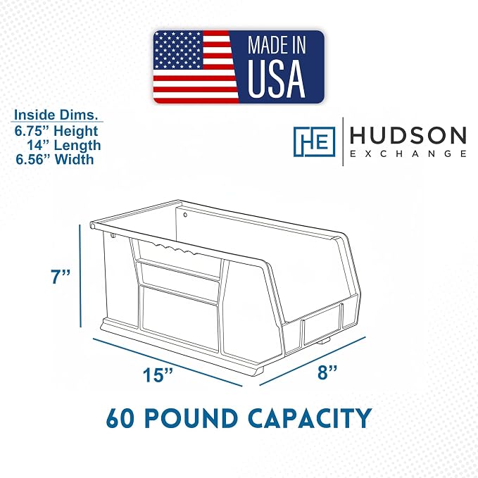 HE HUDSON EXCHANGE 15" x 8" x 7" Plastic Stackable Storage Bin, Gray/Brown - Image 3