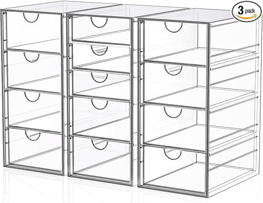 Acrylic Desk Organizers And Accessories With 13 Drawers, Office Desktop Drawers, Plastic Makeup Organizer Containers Bins With Drawers Desk Organization, Bathroom Organizers Storage Case Box Cube by YFXCVSL
