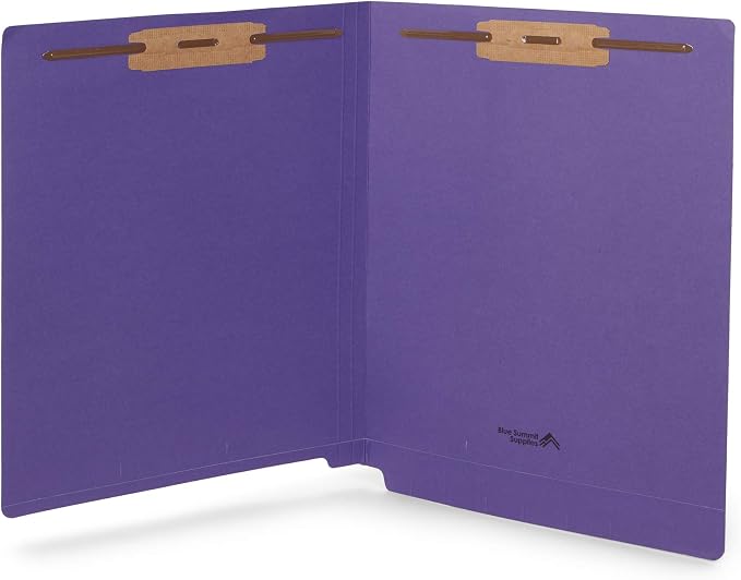 Blue Summit Supplies 50 End Tab Fastener File Folders, Purple | Reinforced end tab, letter size, 11pt, 2 prong bonded fasteners, for medical files, reports, and office records - Image 5