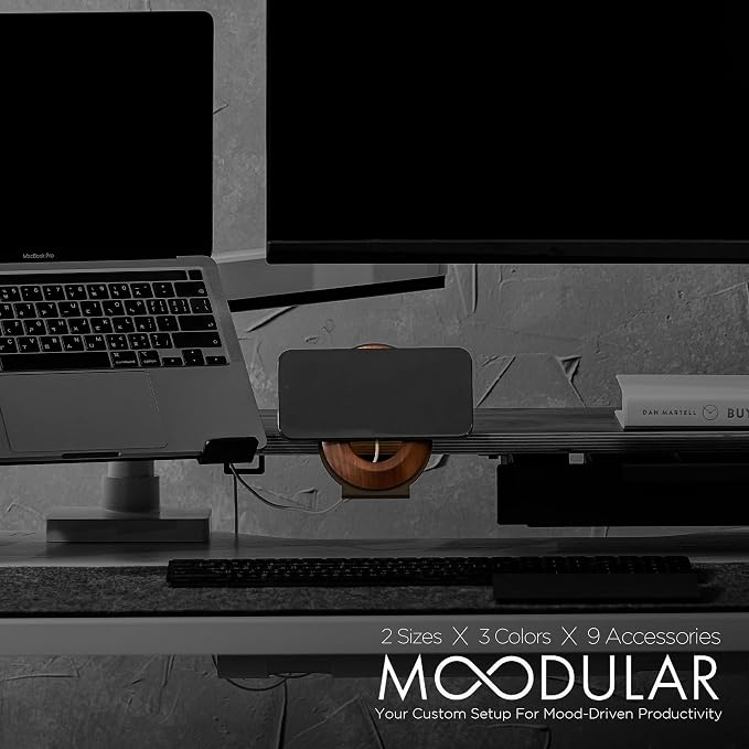 Moodular Phone Stand Add-On for MagSafe & Rails, Do Not Use Alone | Accessory Only, Charger Not Included, Ergonomic Viewing Angle, Flexible Positioning, Wood & Steel Design, Black, MSA-MS - Image 2