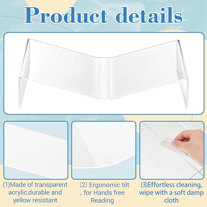 Sintuff Extra Large Acrylic Open Book Display Stand 19.63" W X 12" D X 3.5" H, Open Bookstand Holder for Display and Reading Cookbooks, Art Books, Bibles, Magazines - Image 6