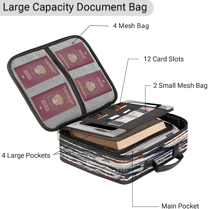 File Organizer Shark Stars Stripes Document Organizer with Handle Portable File Organizer Bag Home Travel Storage Bags for Files Laptop Certificates - Image 4