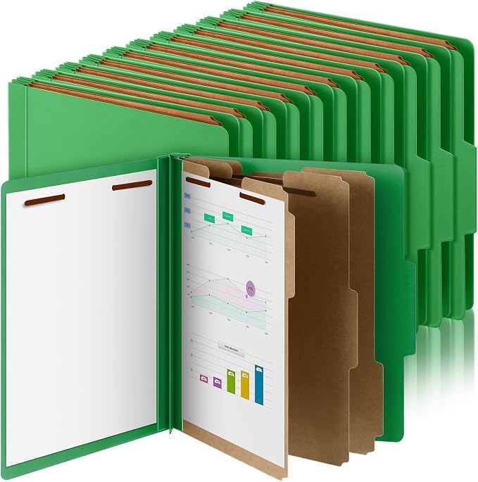 Skyygemm 36 Pcs Classification Folder Letter Size, 3 Divider File,Green | Back to School Supplies, Pressboard File with Fastener, Expanding Organizer Bulk for School Teacher, Office Employee, Staff by Skyygemm