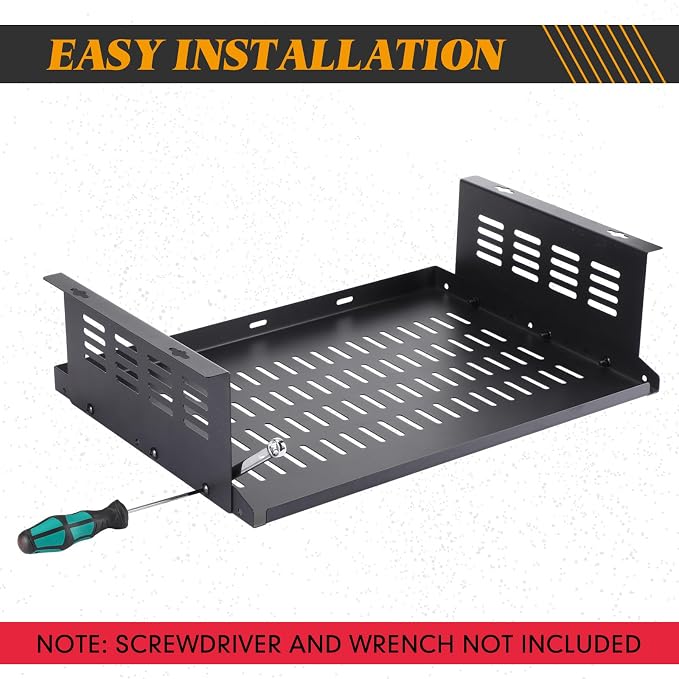 Under Desk Computer Mount for Small Form Factor SFF Computers and Pcs, Using Space 16.7" x H 4.75" x D 12" Mount Shelf Organizer for Office Home Workstation Gaming Stand up Desk - Image 5