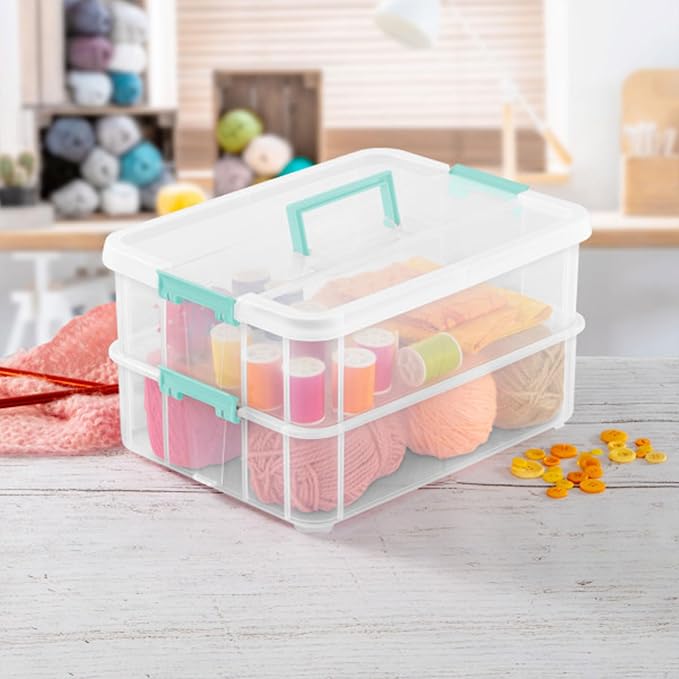 STERILITE Convenient Home 2-Tier Layer Stack Carry Storage Box, Clear 12-Pack 12 X 1 - Image 7