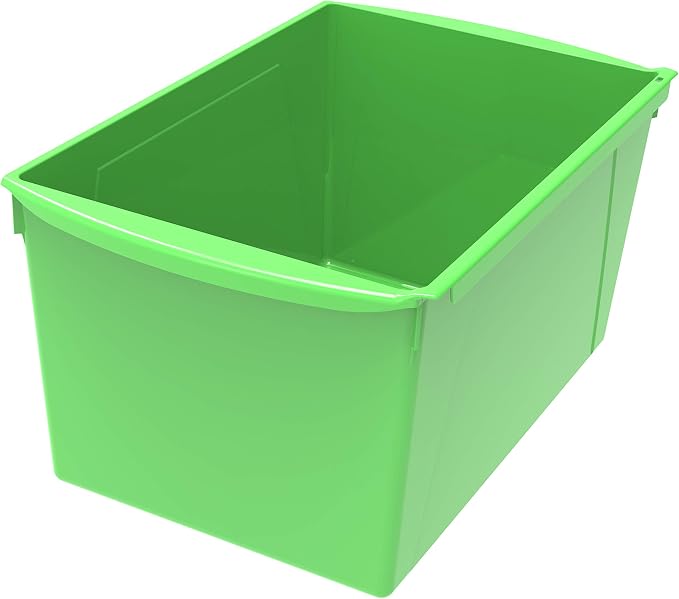 Storex Extra-Large Book Bin, Interlocking Plastic Organizer for Home, Office and Classroom, Green, (71133U06C) (Pack of 6) - Image 2
