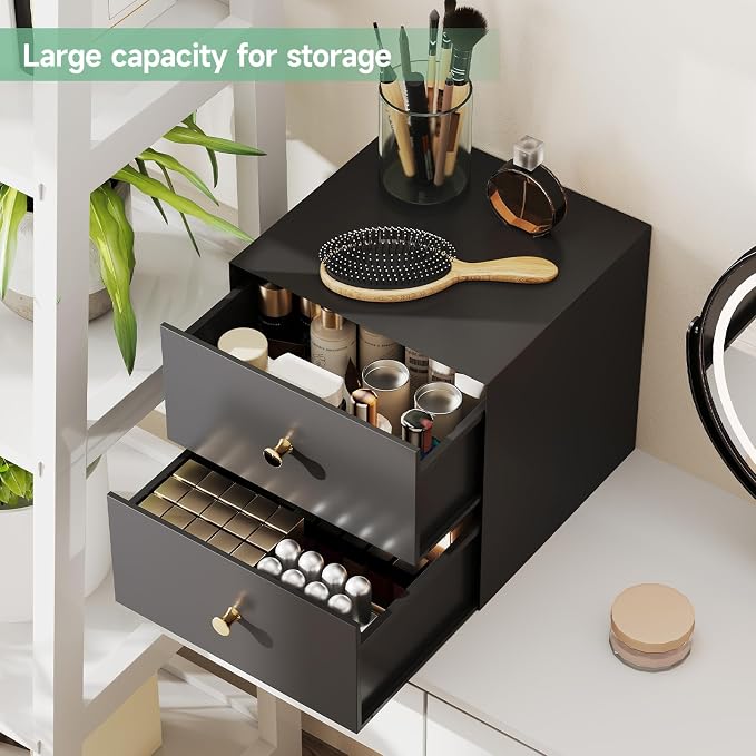 IRONMIX Metal Desktop Organizer with Drawers, Black Countertop Organizer with 2 Drawers, Desk Top A4 Filing Document Storage Organizer for Office Home, Vanity, Kitchen, Garage, No Assembly Required - Image 3