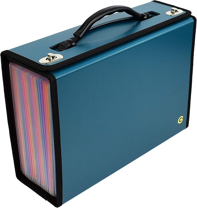CNK Accordion File Organizer - 36 Pocket Teal Folder with Ergonomic Handle, Double Lock Buckles, Protects Documents, Durable Polypropylene, 8.5 x 11 in by CNK