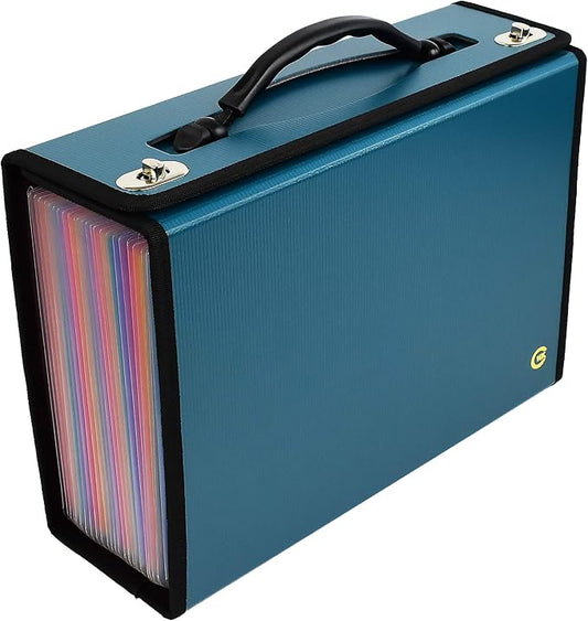 CNK Accordion File Organizer - 36 Pocket Teal Folder with Ergonomic Handle, Double Lock Buckles, Protects Documents, Durable Polypropylene, 8.5 x 11 in by CNK