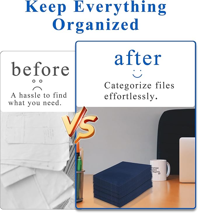 Zzrywuty 100 Packs Navy Blue Paper Folders with Pockets for Students,Businessmen and Office Workers,Letter Size,Two Pocket Folders with Card Slot for School Supplies,Office,Business - Image 4