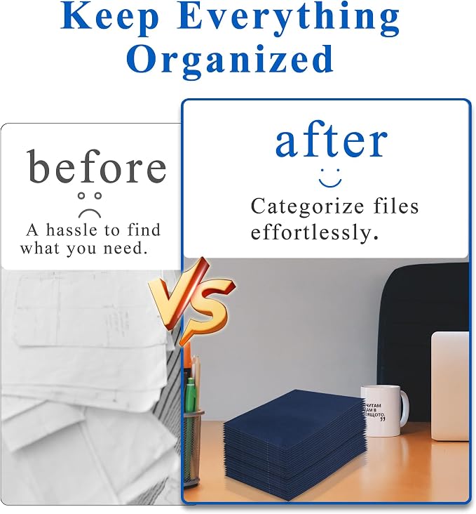 Zzrywuty 50 Packs Two Pocket File Folders with Business Card Slot,Textured Paper,Letter Size,Holds 100 Plus Sheets for School,Office,Business,Royal Blue - Image 5