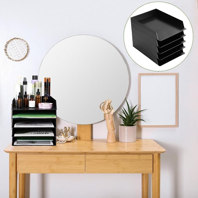 20 Pcs Stackable Paper Trays Rectangular Plastic Desk Holder Desktop Document File Organizer Storage Letter for Back to School Office Classroom (Black) - Image 5