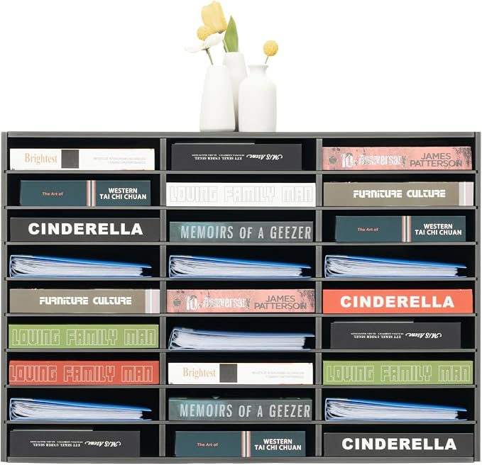 Literature Organizer 27 Slots Compartments Desktop File Sorter Mail Center Paper Storage Cabinet Home & Office Mailbox School Classroom Keepers - Image 12