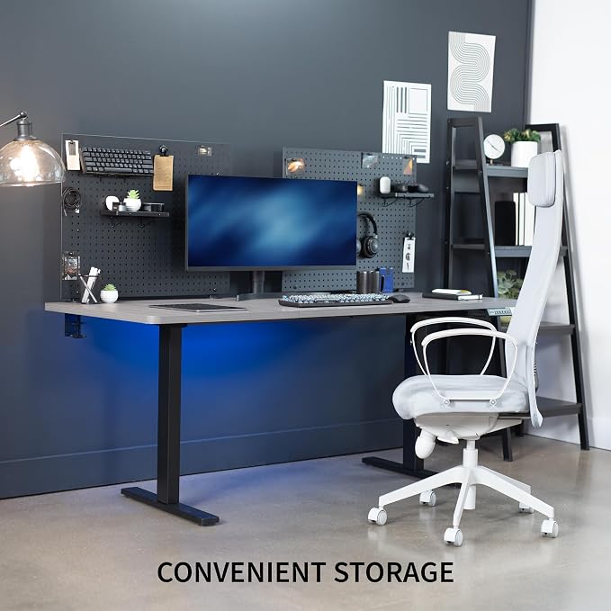 VIVO Black Clamp-on 60 x 24 inch Desk Pegboard, PP-DK30B-2 | Steel Privacy Panel, Magnetic Peg Board, Office Accessory Organizer, Above or Under Desk Placement - Image 6
