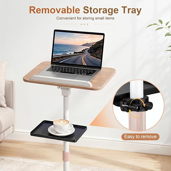 2-in-1 Floor & Desktop Music Book Stand, Adjustable Height 19.7-51.2 in | Dual-use Detachable Reading Stand, Features Storage Tray and Page Clips for Sheet Music, Laptops & Cookbooks - Image 5