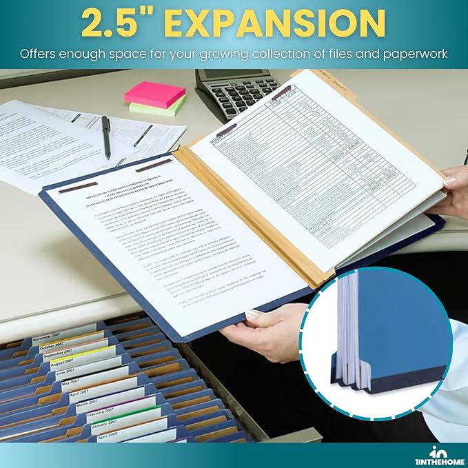 1InTheOffice Pressboard Classification Folders, Letter, 6 Section, Cobalt Blue, 10/Box, 2 Pack - Image 3